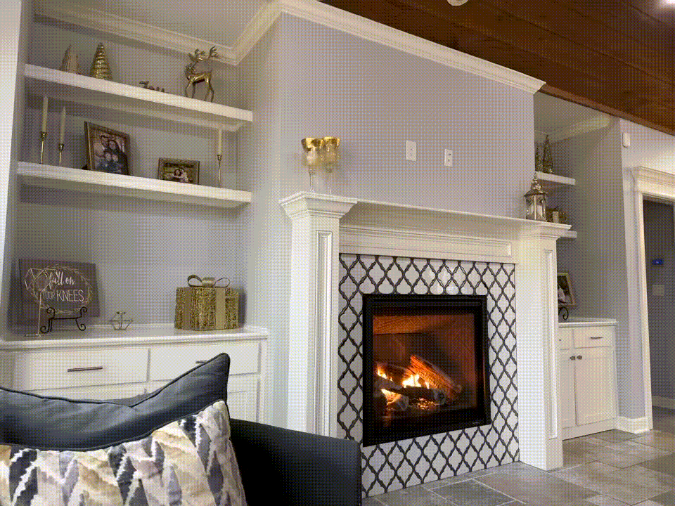 Fireplace with finished carpentry