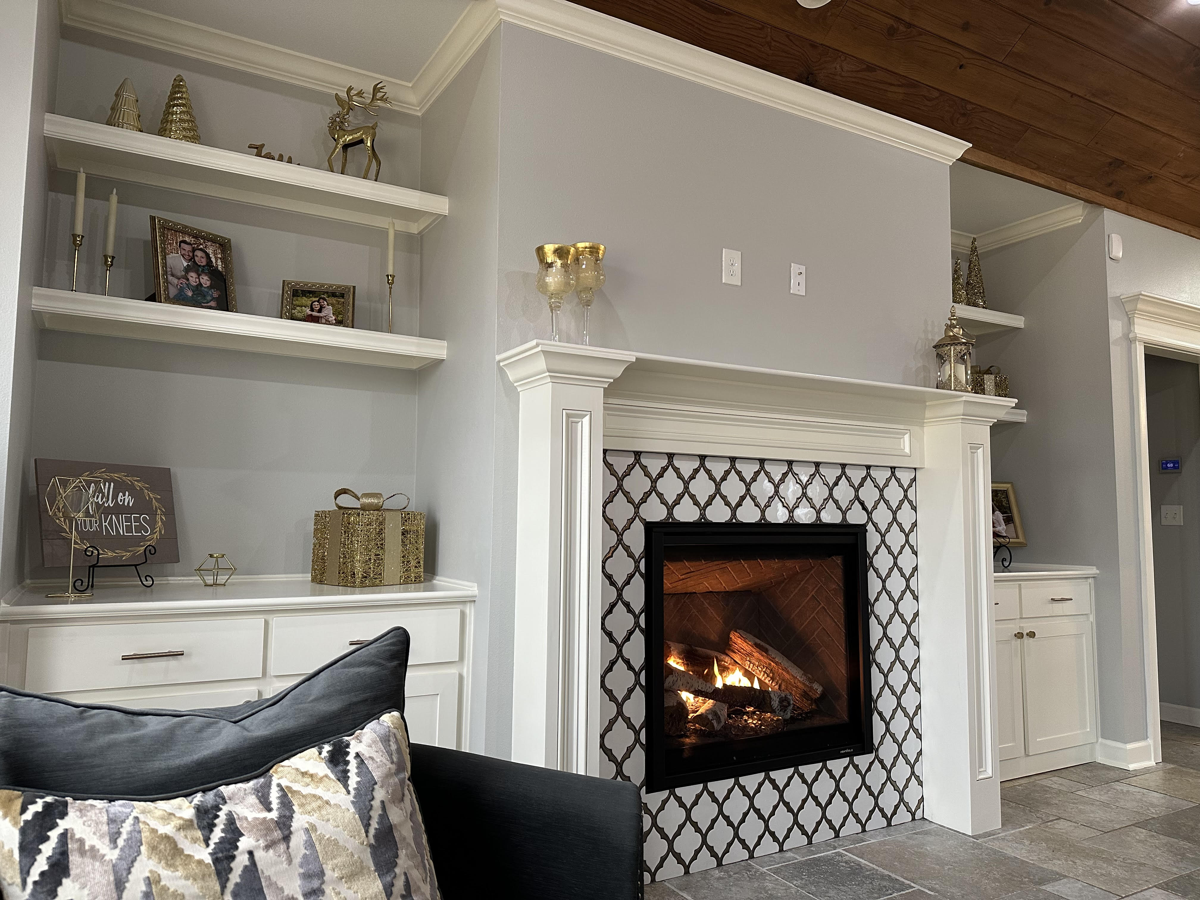 Fireplace mantle finished carpentry